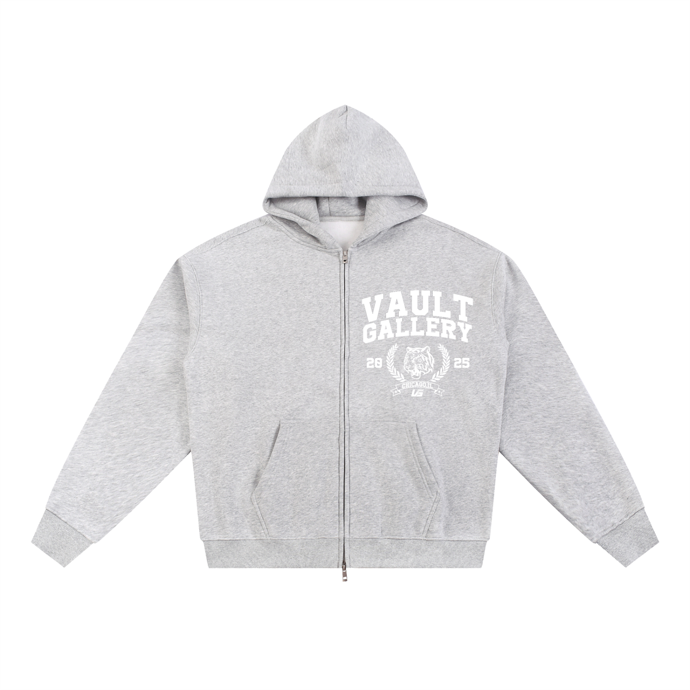 Gallery University Zip Up Hoodie Flower Gray
