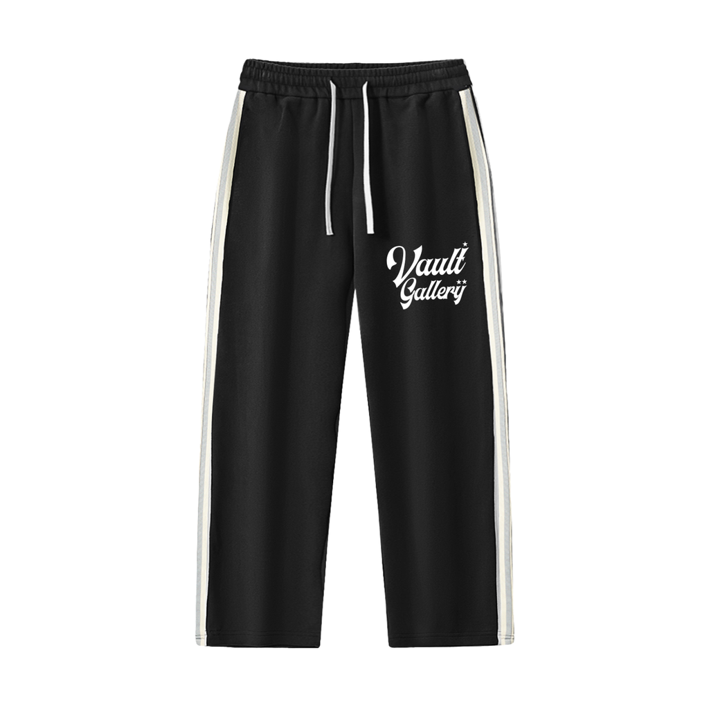 Vault Gallery Side-Stripe Straight-Leg  Pants Black