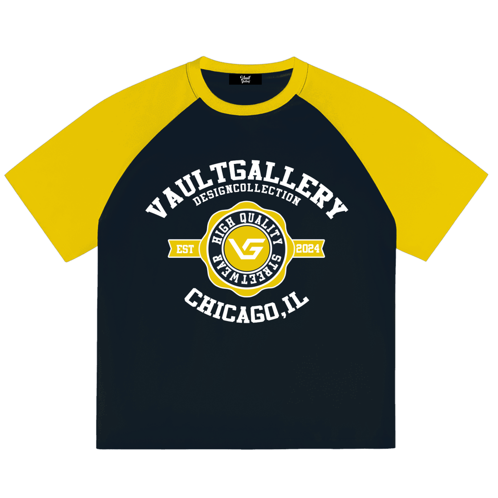 Color-Blocked VG Collegaite Tee - Blue and Yellow