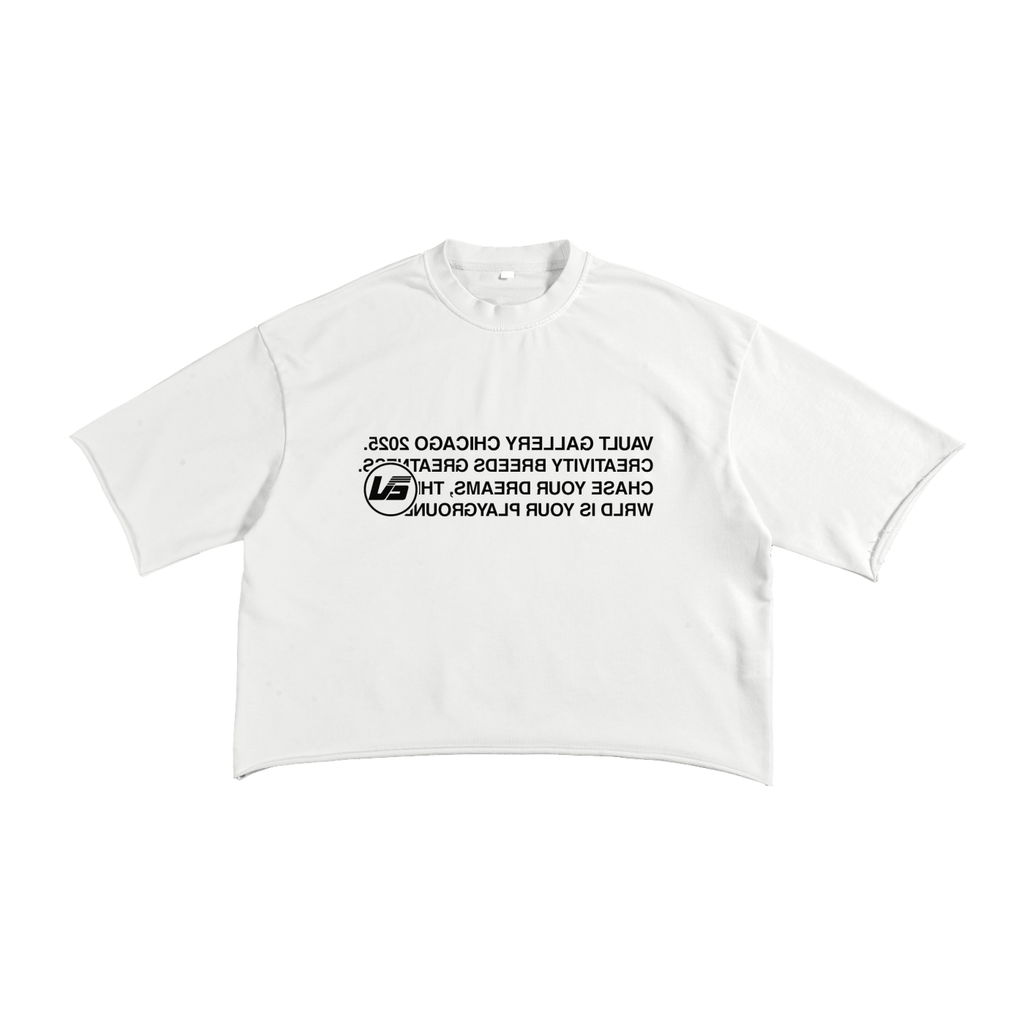 Flipped Text Raw Edge Boxy Shirt