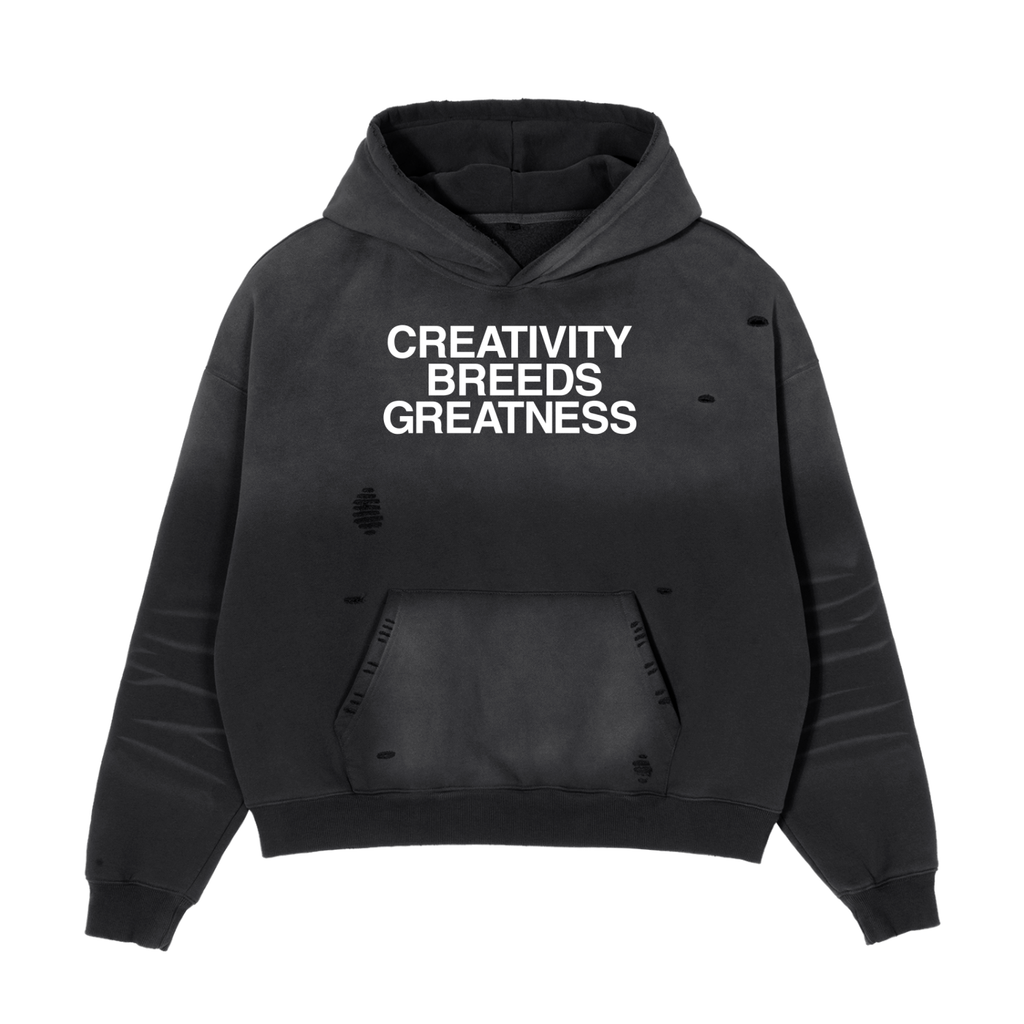 Creativity Breeds Greatness Distressed Hoodie Black