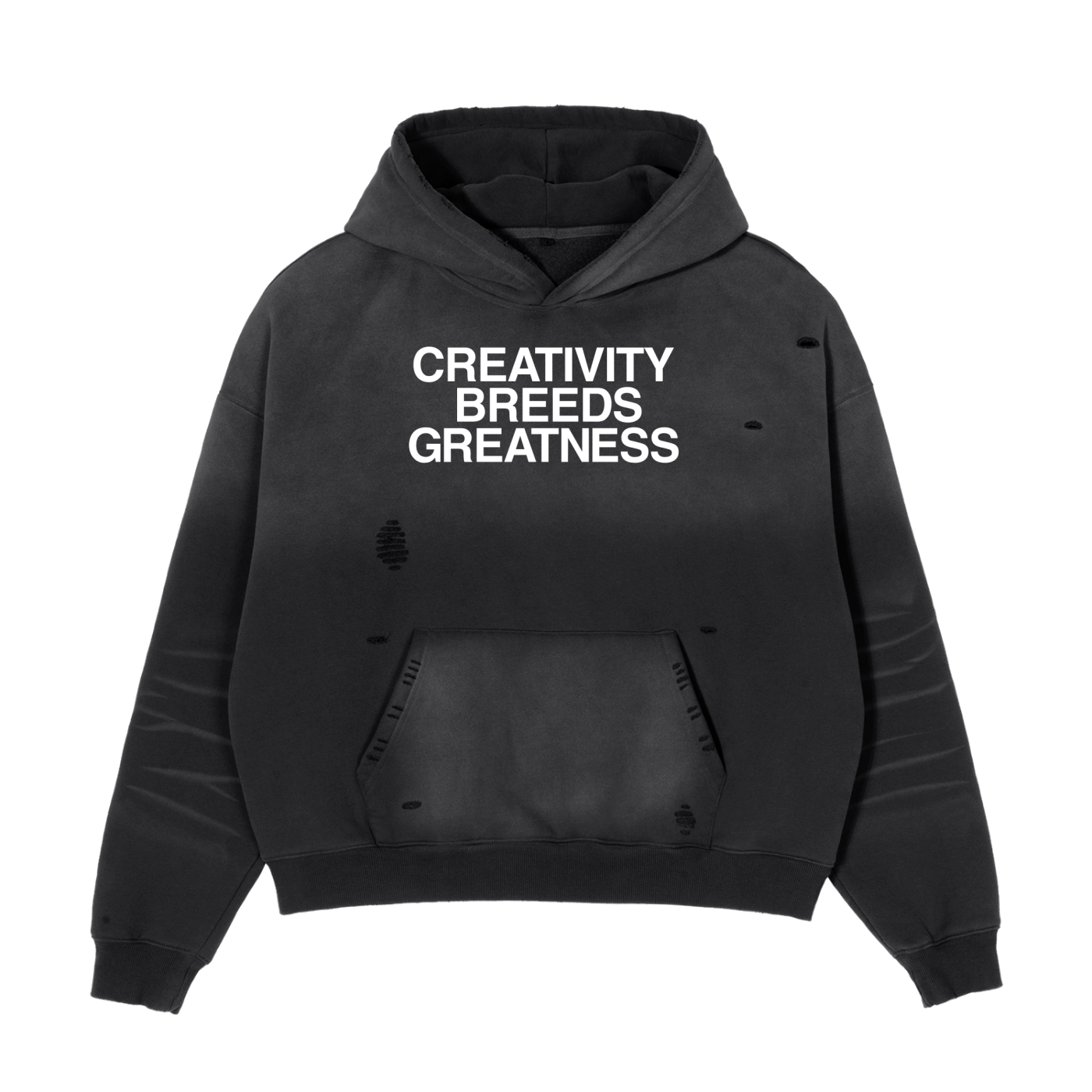 Creativity Breeds Greatness Distressed Hoodie Black
