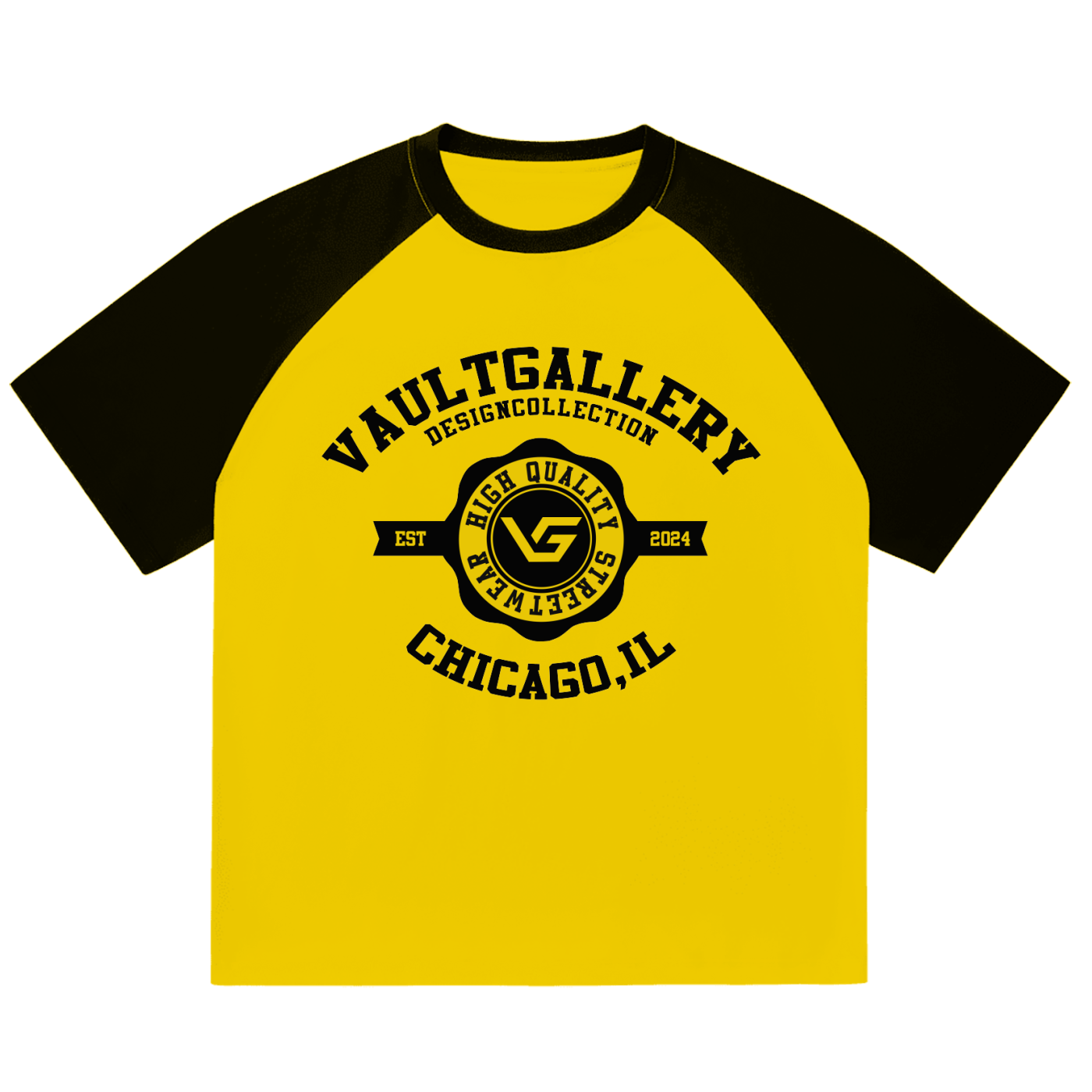 Color-Blocked VG Collegiate Tee - Black and Yellow