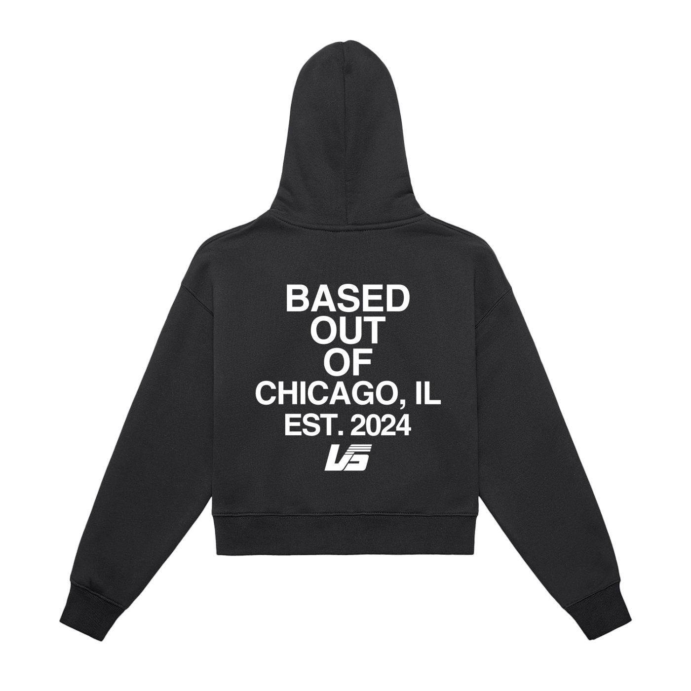Based Out Of Chicago Womens Cropped Hoodie Black