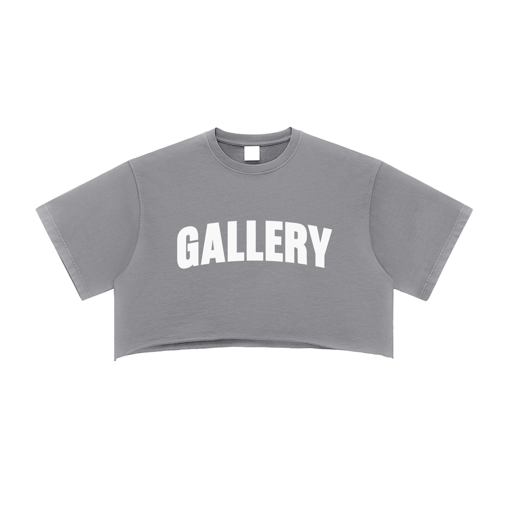 Gallery Crop Top - Washed Grey