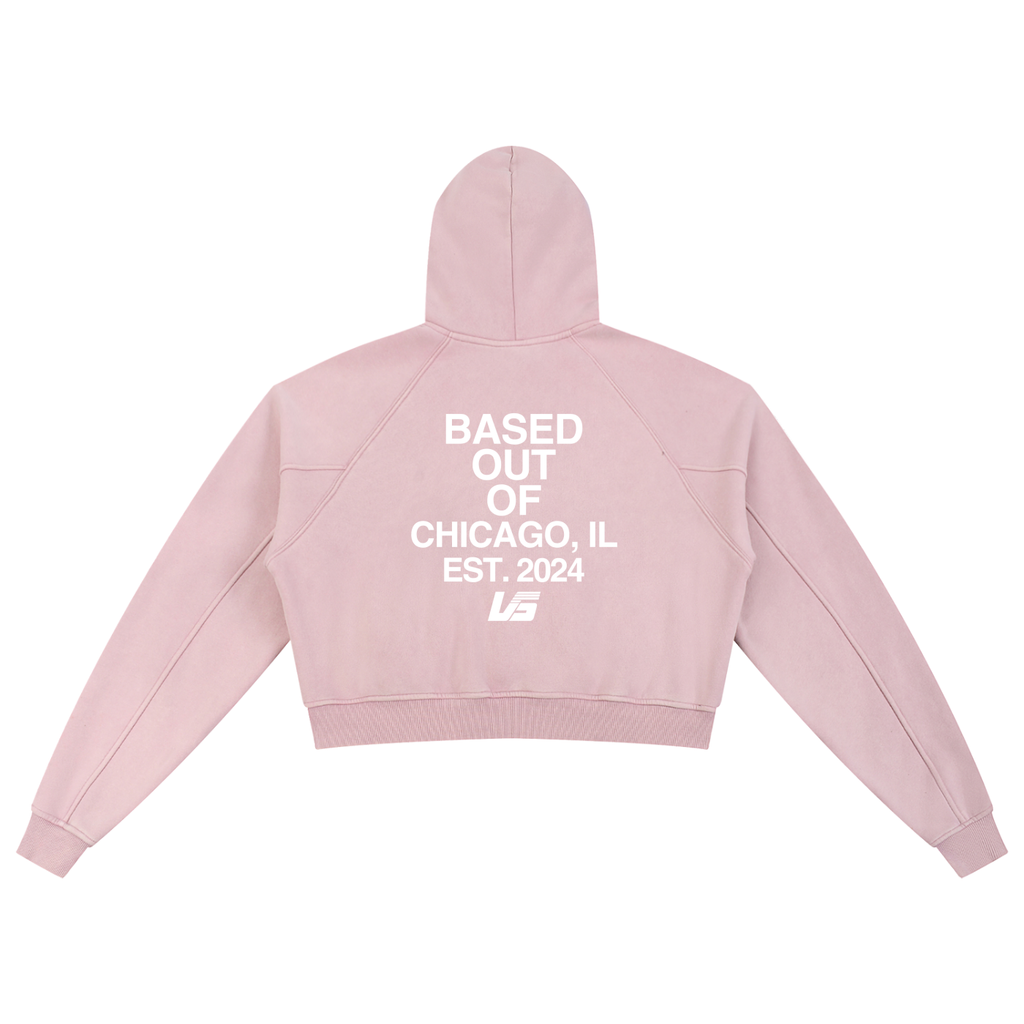 Vault Gallery Womens Cropped Hoodie Light Pink