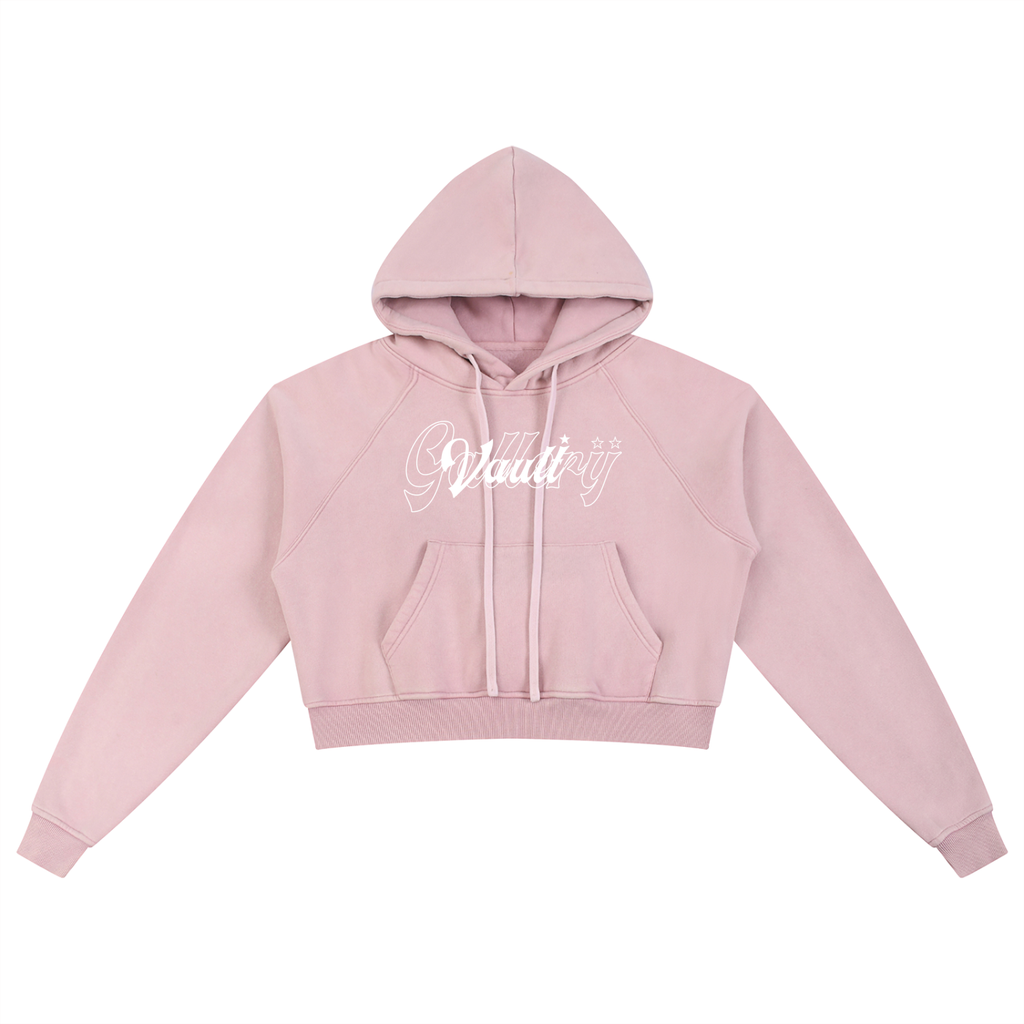 Vault Gallery Womens Cropped Hoodie Light Pink