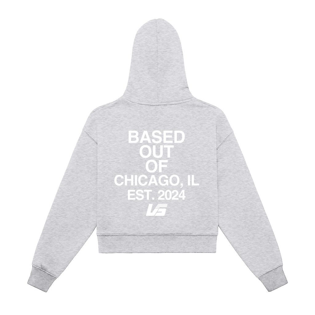Based Out Of Chicago Womens Cropped Hoodie Grey